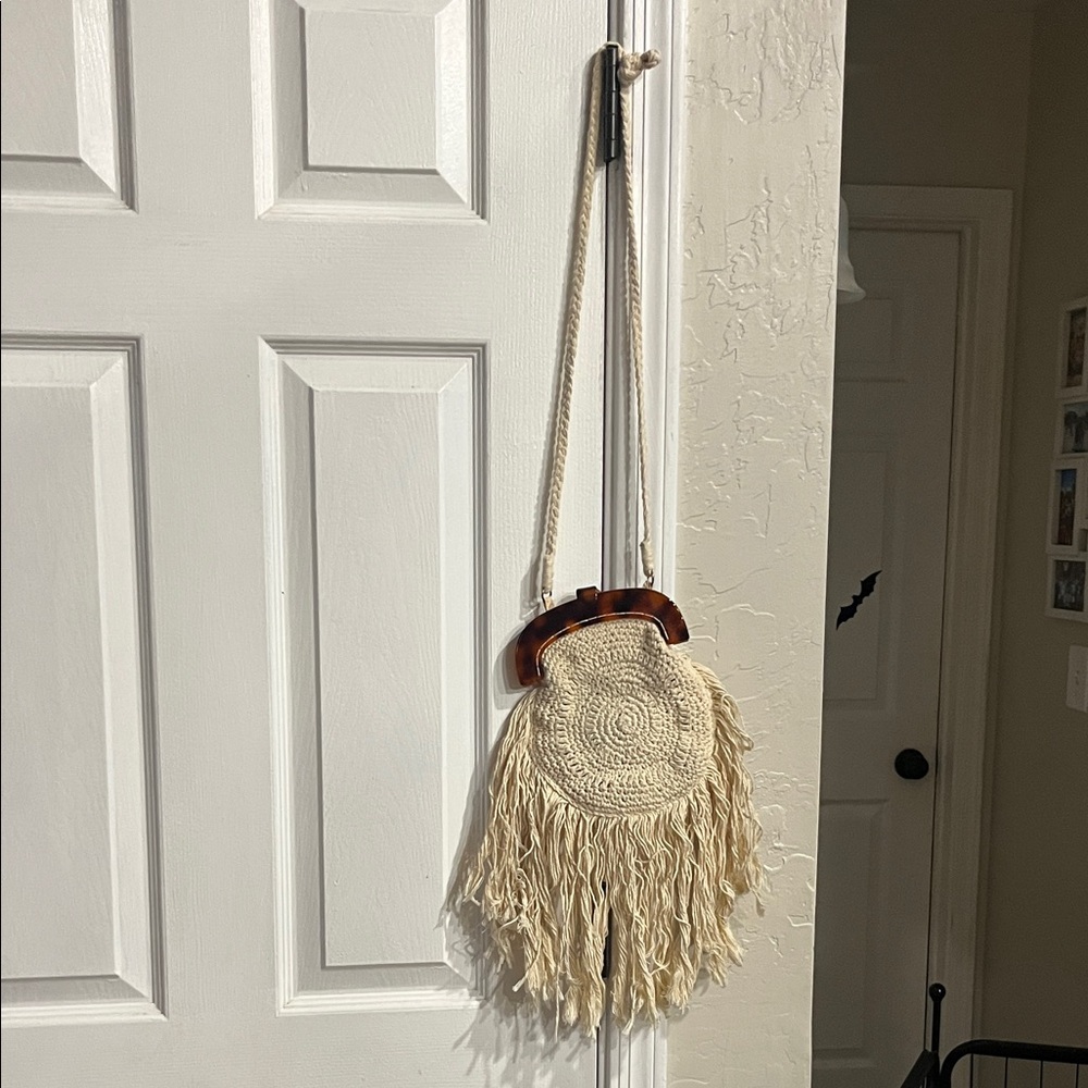 ZARA Cream Fringe Crossbody Bag